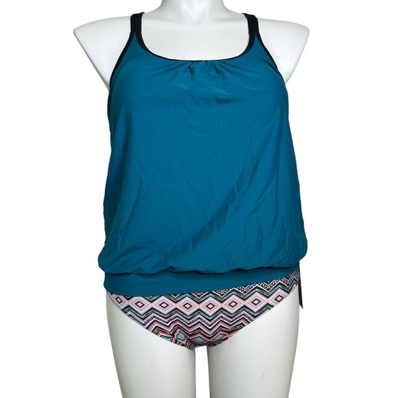 Tempt Me Strappy Blouson 2 Piece Tankini NWT Large - Picture 1 of 5